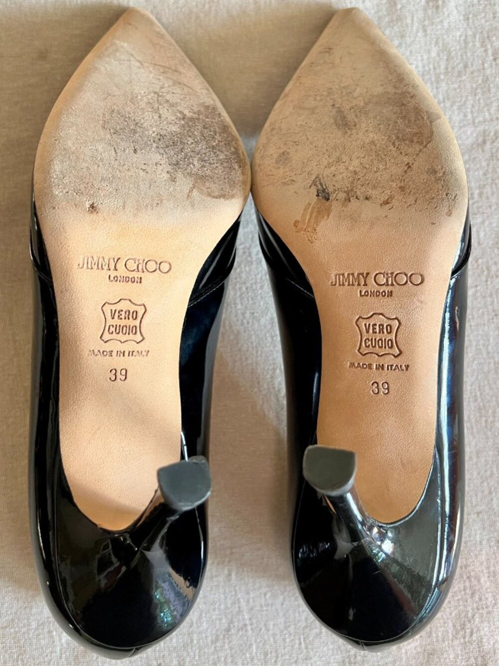 Jimmy Choo Black Patent Leather Pointed Toe Pumps Size 39 Made in Italy - Picture 5 of 9